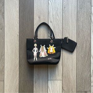 Vintage Barbie Black Tote with Fashion Graphics